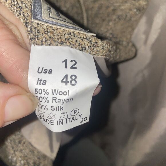 Mino Lombardi Wool Silk Tweed Womens 12 Zip Trench Jacket gorp Speckle ITALY - Picture 12 of 12